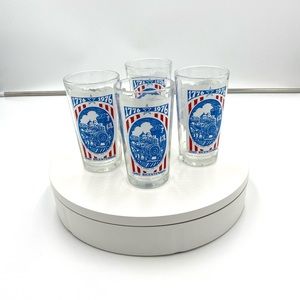 4 Pepsi Cola Ohio Bicentennial Glass Erie Canal And The Railroad 5" Collectible